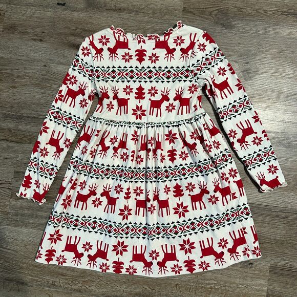 Hanna Andersson Girls 120 6-7 Long Sleeve Dress Dear Deer Christmas Holiday - Picture 3 of 3